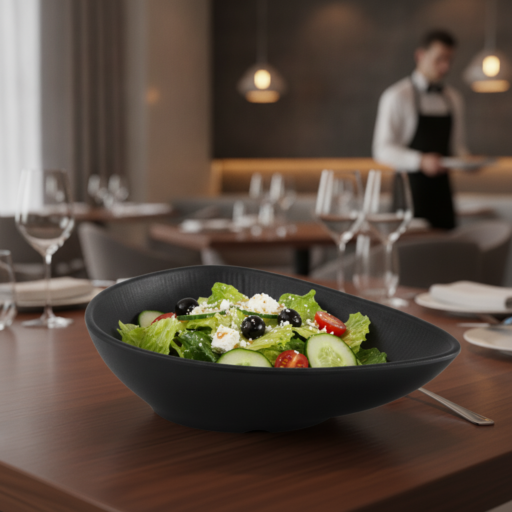 Melamine Black Bowl 1L for Stylish Dining Rooms