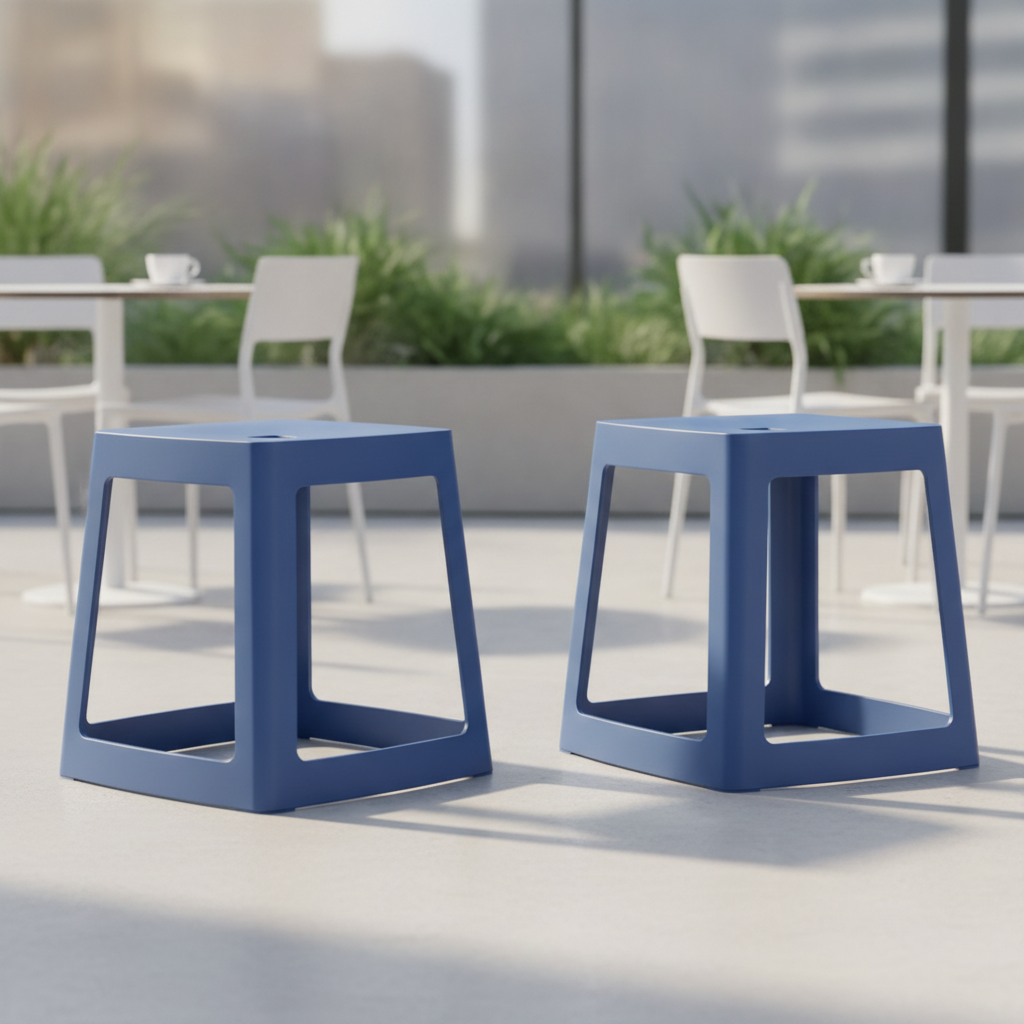 Polypropylene High Stools Blue 445x400mm for Indoor & Outdoor Use (Pack of 2)