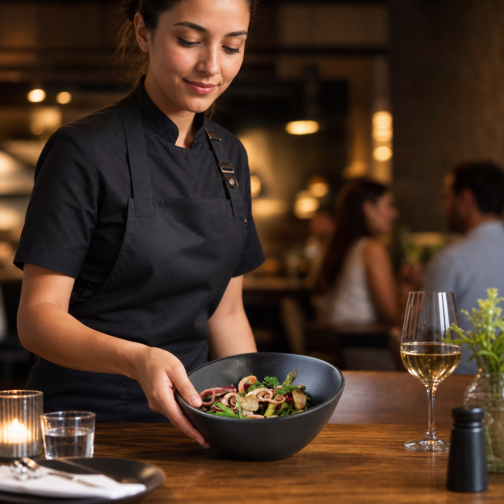 Round Sloped Bowl 300ml Black Melamine for Serving Starters