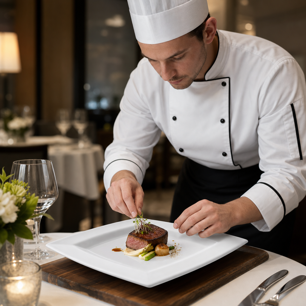 Square Plate 280mm Porcelain for Fine Dining (Pack of 6)