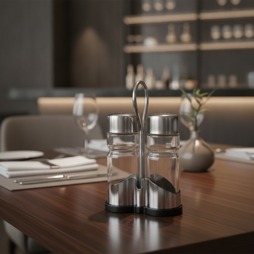 Stainless Steel Salt and Pepper Cruet Set 40x80mm for Restaurants
