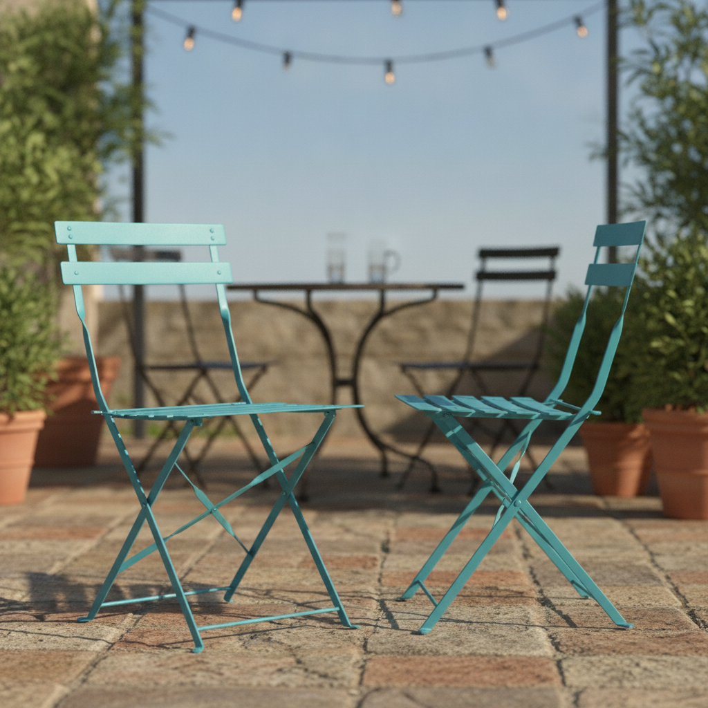 Powder-Coated Steel Folding Chairs Blue 800x387mm for Indoor & Outdoor Use (Pack of 2)