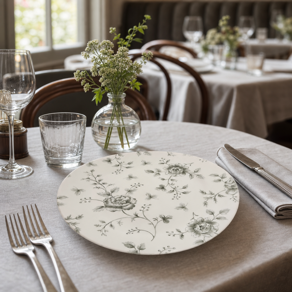 Plates 210mm Grey Porcelain for Cafés & Restaurants (Pack of 6)