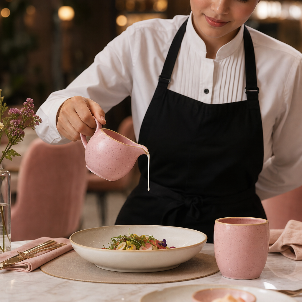 Super Vitrified Ceramic Petal Pink Jug 4oz for Table Settings (Pack of 4)