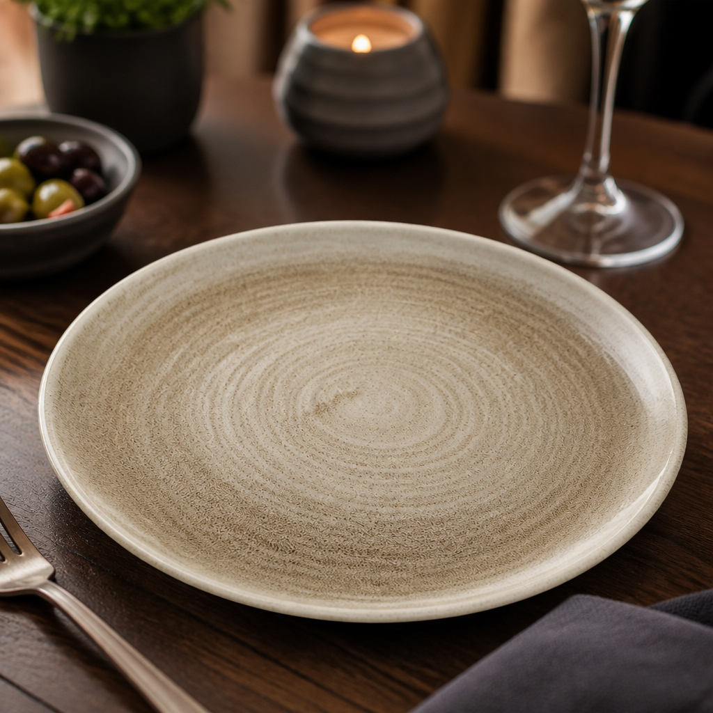 Organic Round Plates 210mm Porcelain for Restaurants & Pubs (Pack of 12)