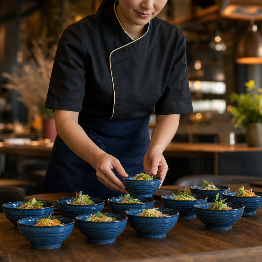 Ripple Snack Bowls 170ml Blue Porcelain for Event Dining (Pack of 12)