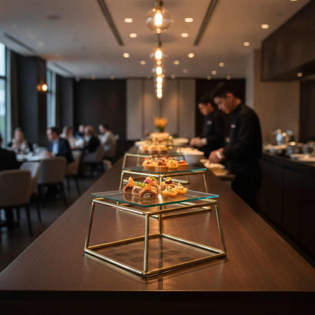 Steel Gold Buffet Stand 180x180mm for Catering Events