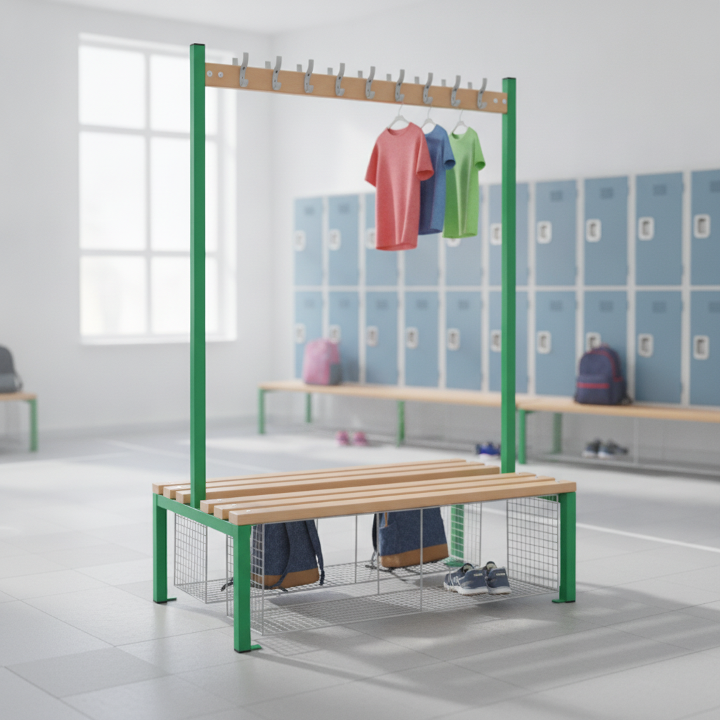 Powder Coated Steel Double-sided Island Seating for Schools & Gyms