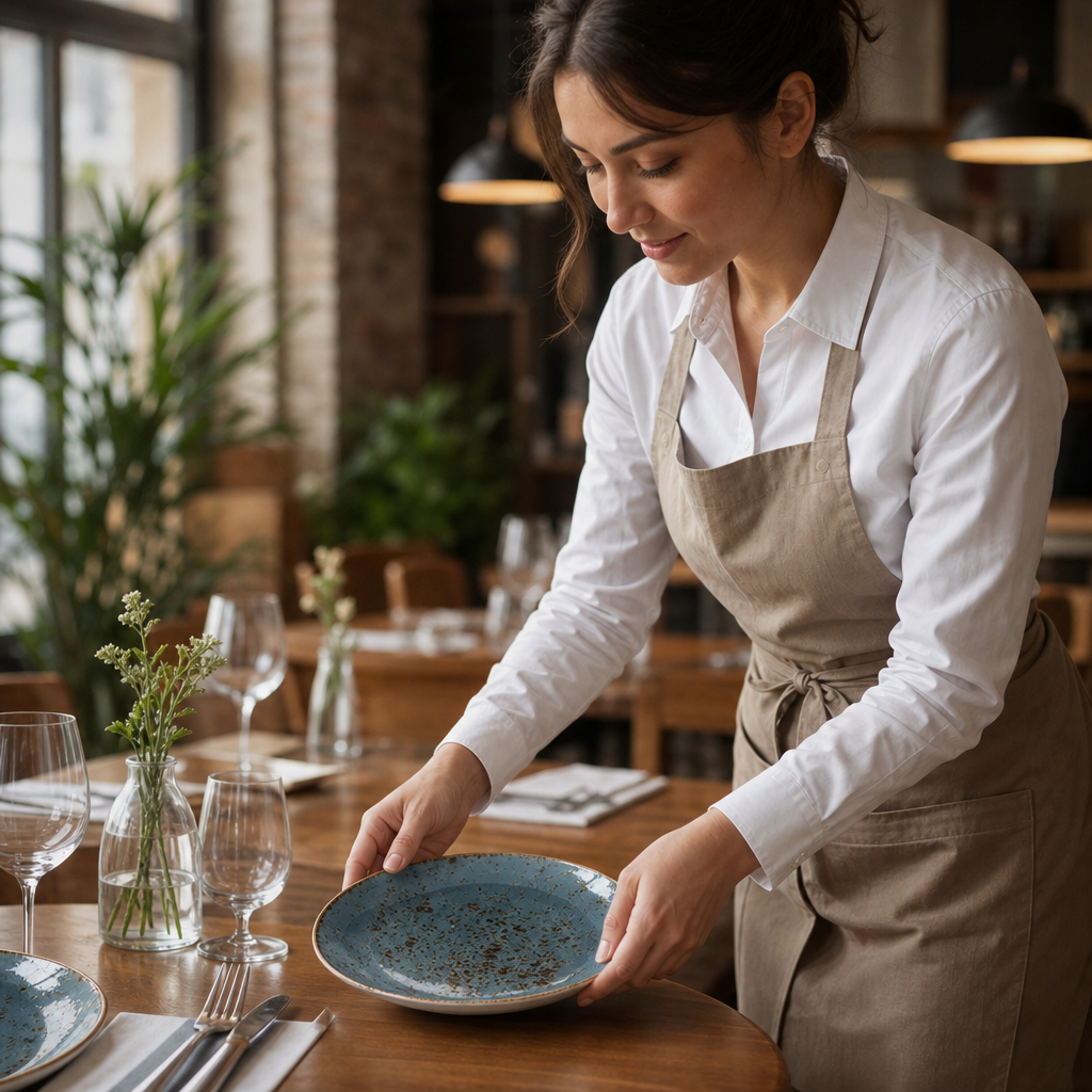Plates 255mm Blue Porcelain for Casual Cafés (Pack of 12)