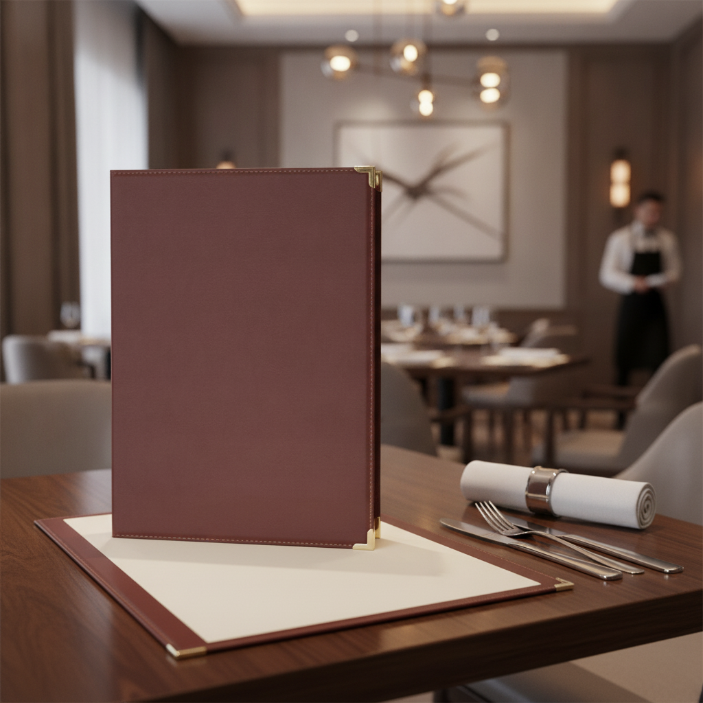 Leatherette A4 Cover in Burgundy for Restaurants