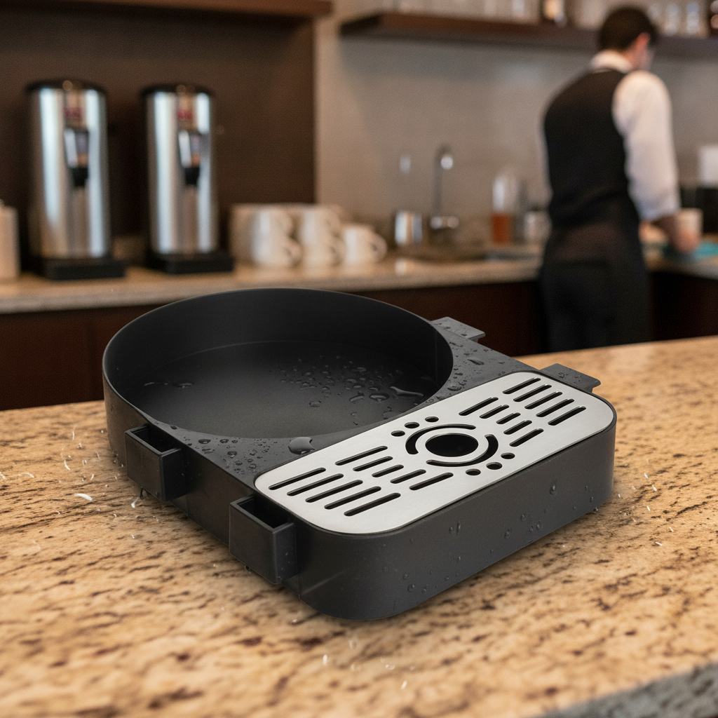 Polypropylene Drip Tray for 5Ltr Airpots in Black & Silver for Beverage Stations
