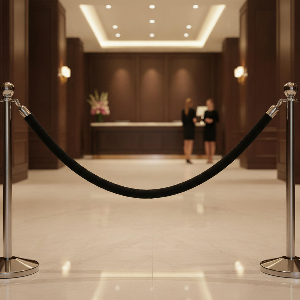 Stainless Steel Black Rope Barrier 2.5m for Hospitality Venues