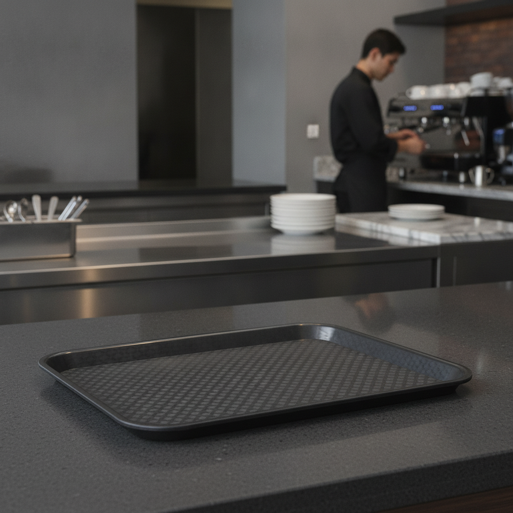 Polypropylene Rectangular Tray Black for Fast Food Service