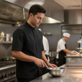 Cotton & Recycled Polyester Black Chef Jacket for Commercial Kitchens