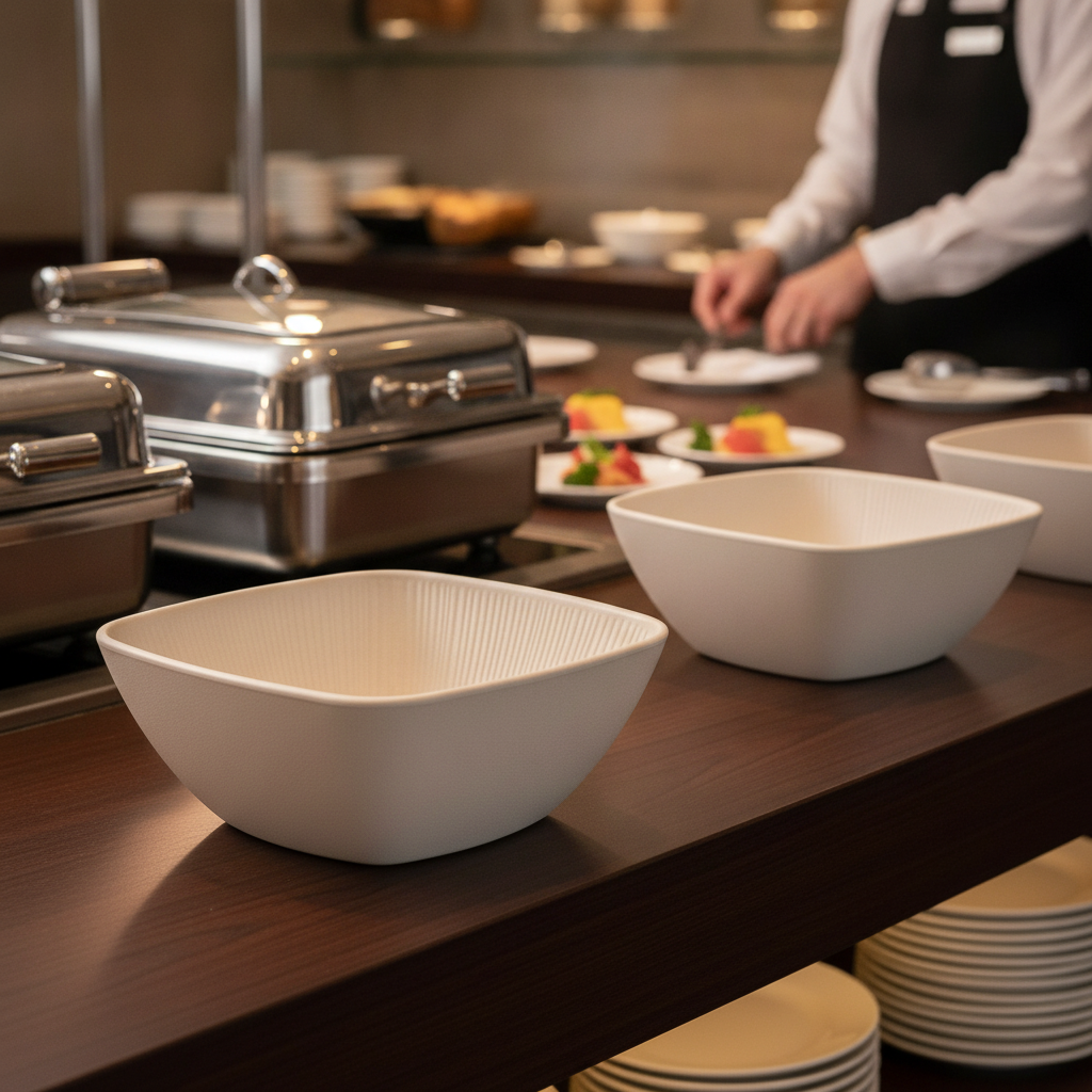 Melamine Square Bowl 1.5L for Buffets & Catering
