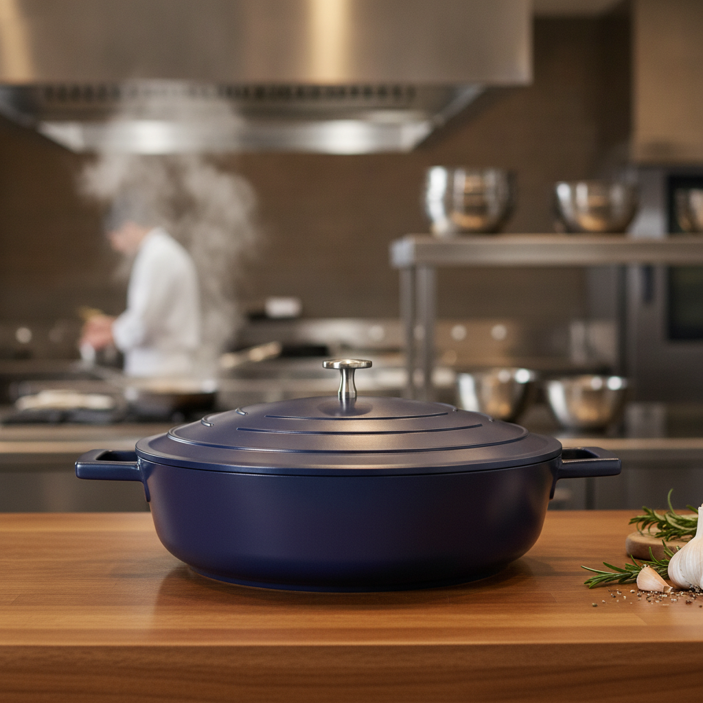 Cast Aluminium Shallow Casserole Dish 6L for Home Cooking
