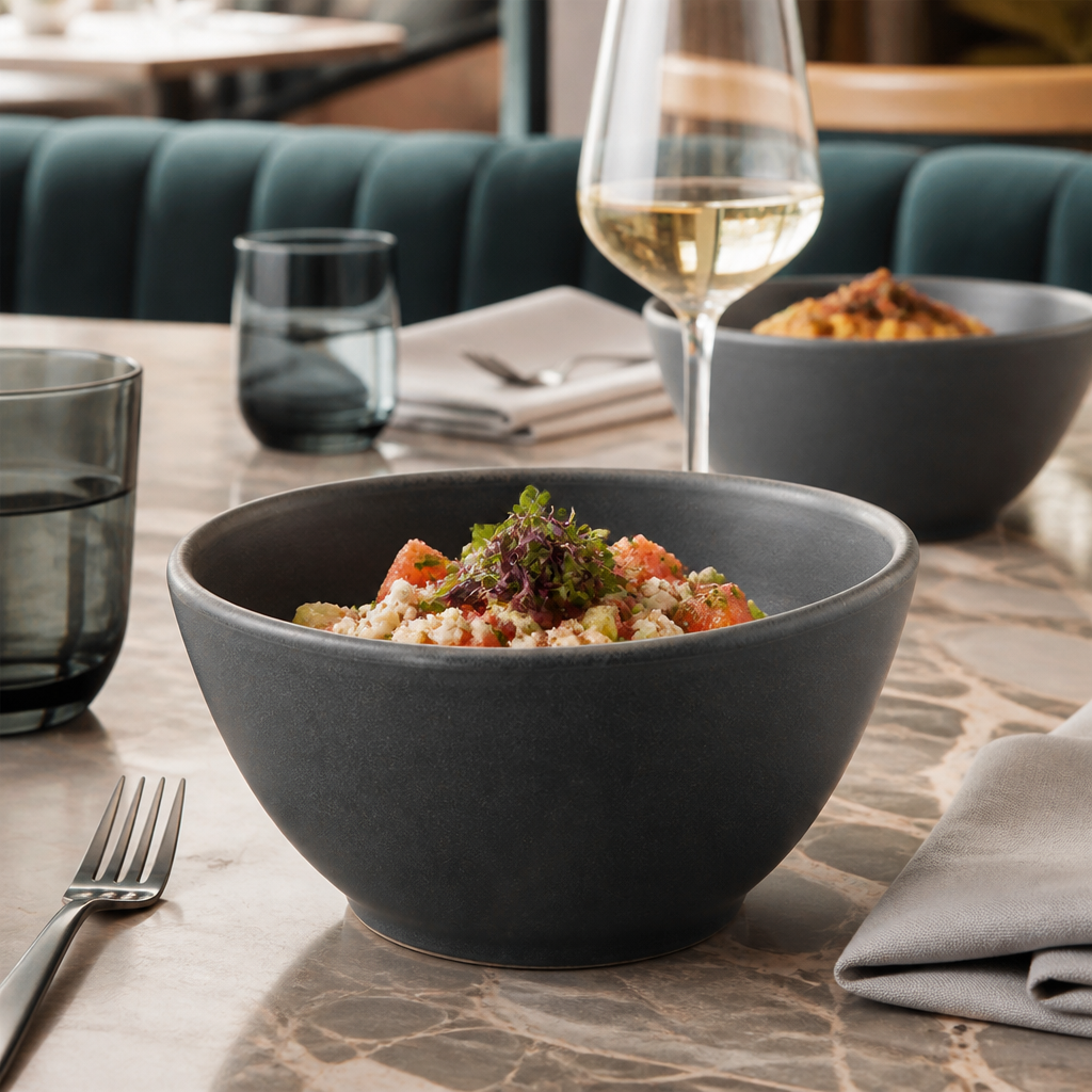 Porcelain Deep Bowls in Seattle Grey for Casual and Elevated Dining