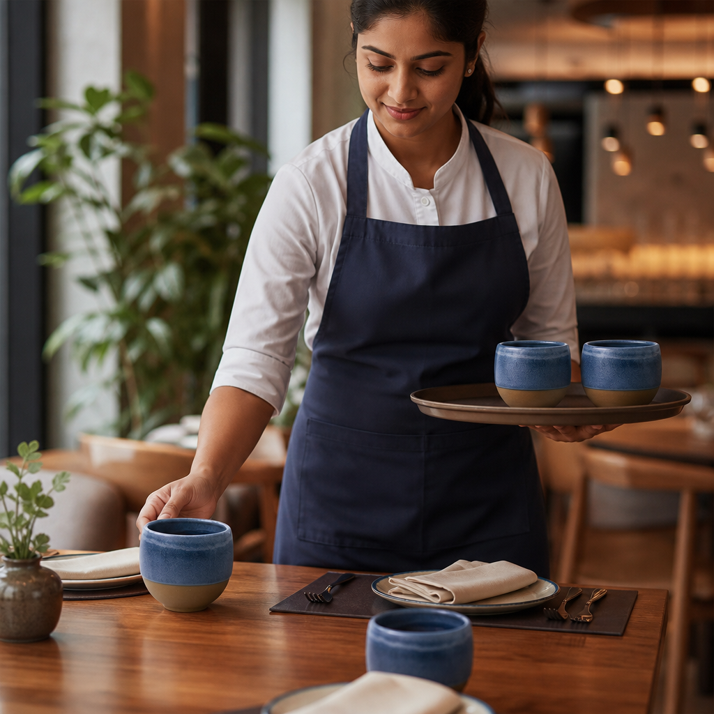 Mugs 312ml Blue Vitrified Ceramic for Dining (Pack of 12)