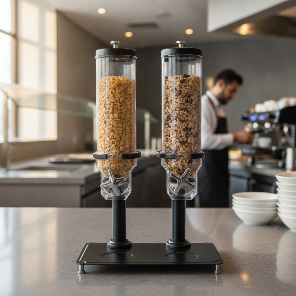 Metal & Plastic Double Cereal Dispenser 3.5L for Buffet Service