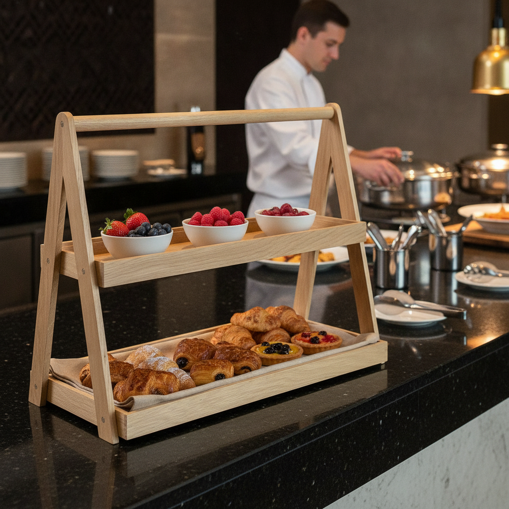 Wooden Two-Tier Display Tray 555x265mm for Buffet Stations