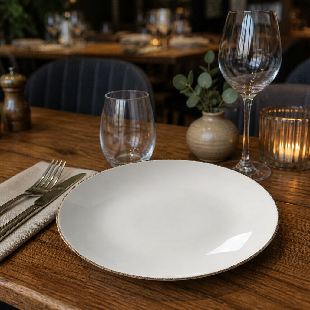 Coupe Plates 203mm Brown Porcelain for Busy Kitchens (Pack of 24)