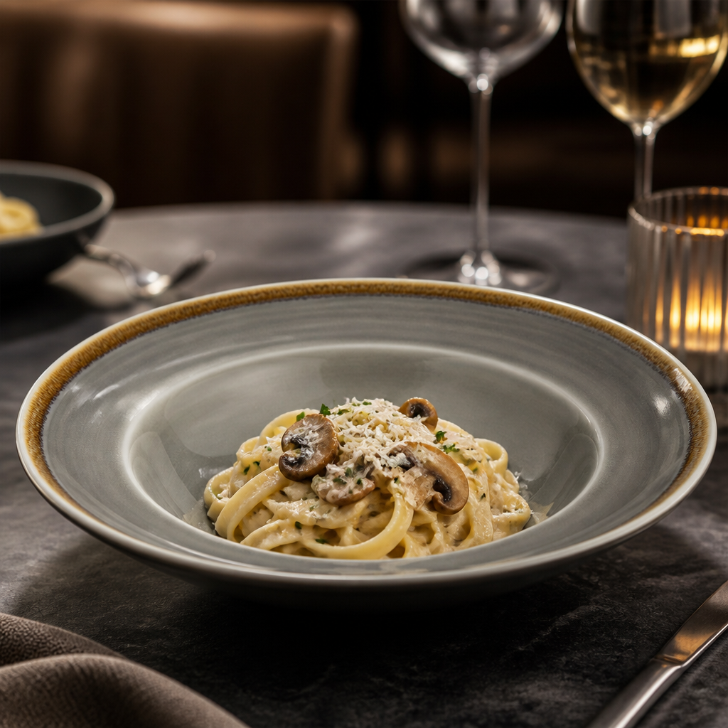 Porcelain Pasta Bowls in Smoke Effect 250mm for Stylish Dining