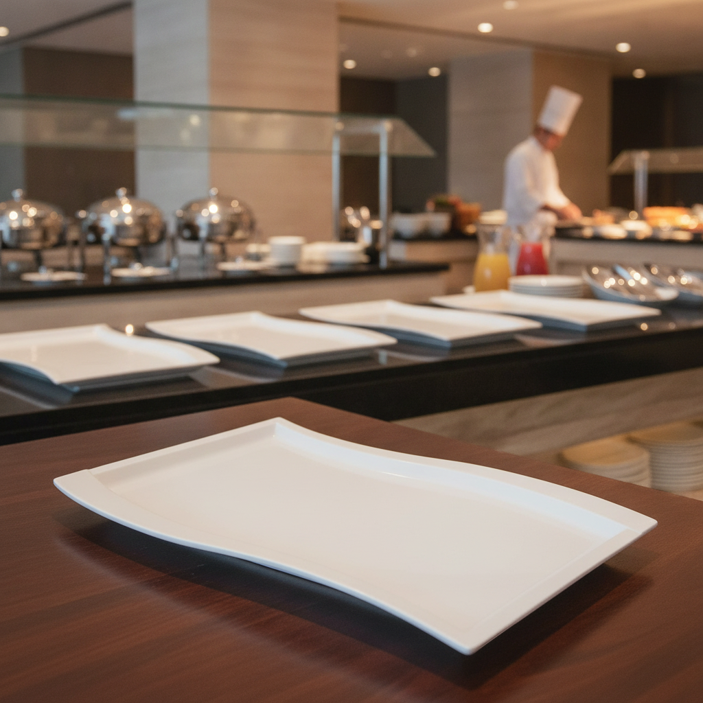Melamine Wave Platter 20x53cm for Elegant Buffet Displays