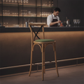 Rubber Wood Bar Chair with Padded Seat 1180mm for High-Traffic Areas