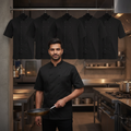 Polycotton Black Chef Jackets for Commercial Kitchens (Pack of 5)