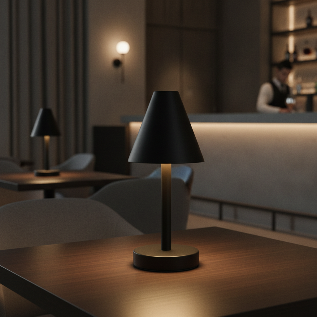 Metal Black Table Lamp with USB-C Charging 137mm for Home & Office