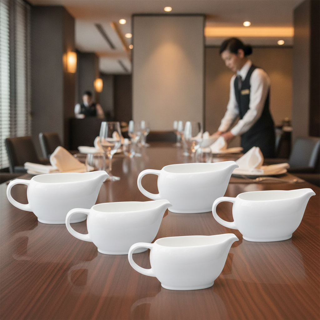 Fine China Sauce Boats 142ml for Elegant Table Settings (Pack of 6)