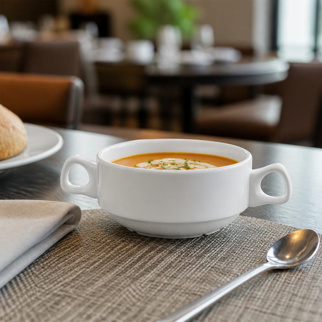 Simplicity White Stacking Soup Cups 285ml for Casual Dining - Pack of 36