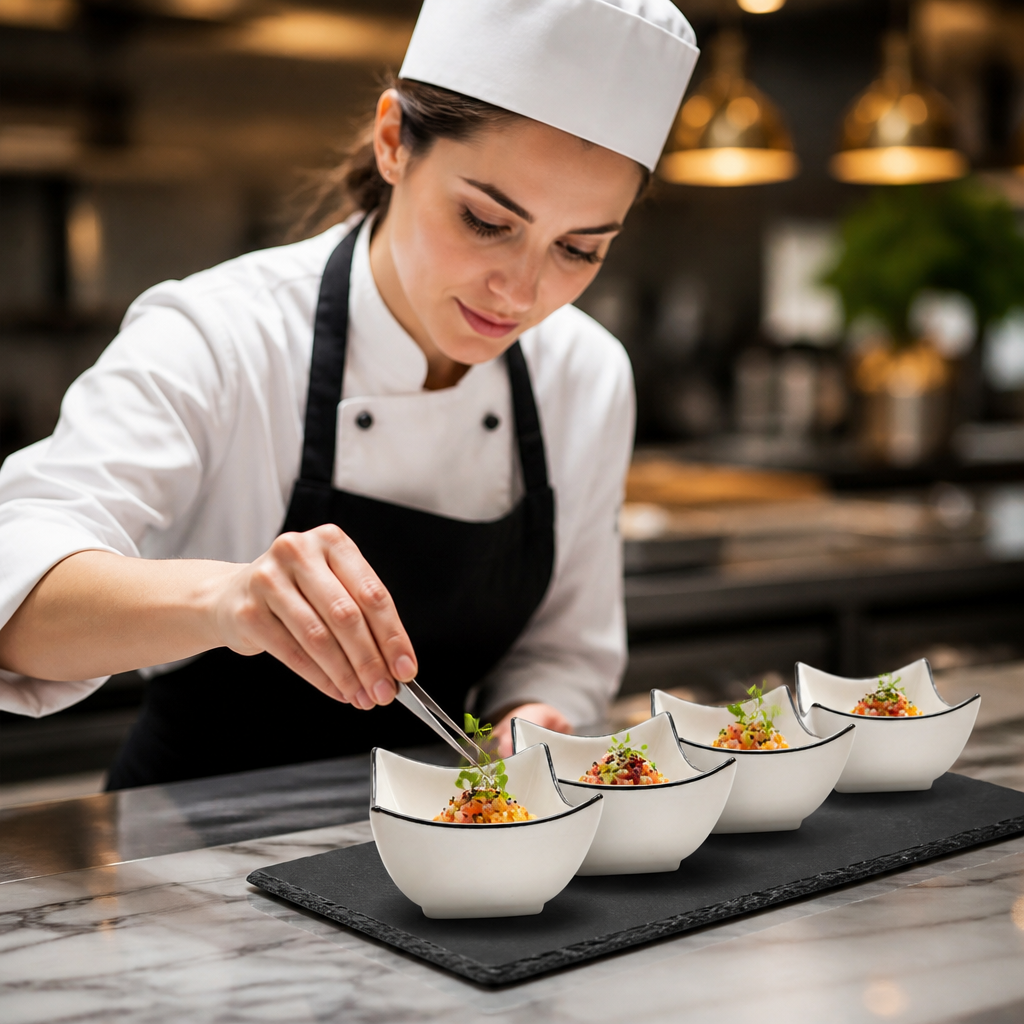 Deep Square Bowls 90mm Porcelain for Creative Presentations (Pack of 24)