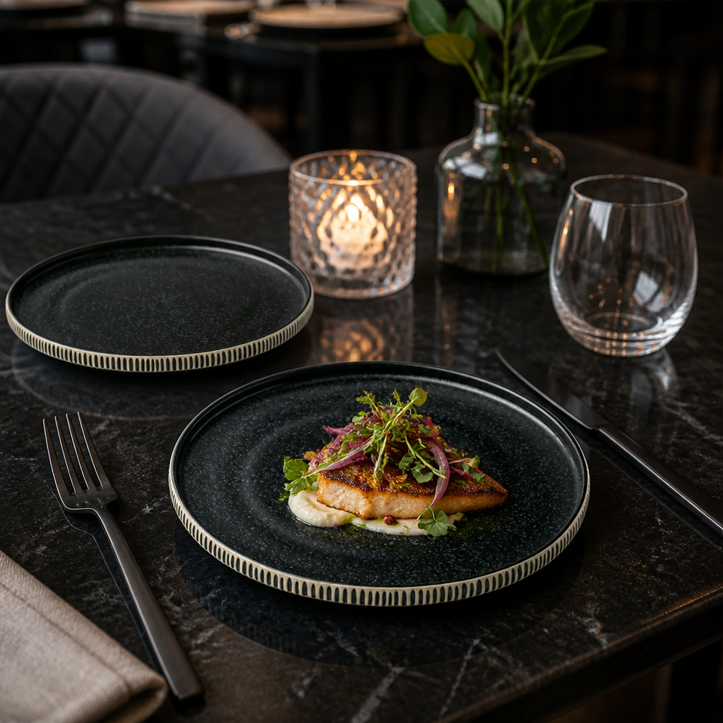 Black & Plates 210mm White Stoneware for Modern Dining Spaces (Pack of 6)