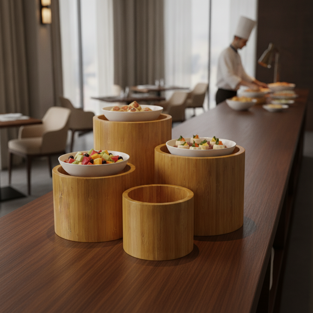 Wood Risers Set for Buffet Displays (Pack of 3)
