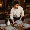 Walled Plates 210mm Grey Vitrified Porcelain for Stylish Dining (Pack of 6)