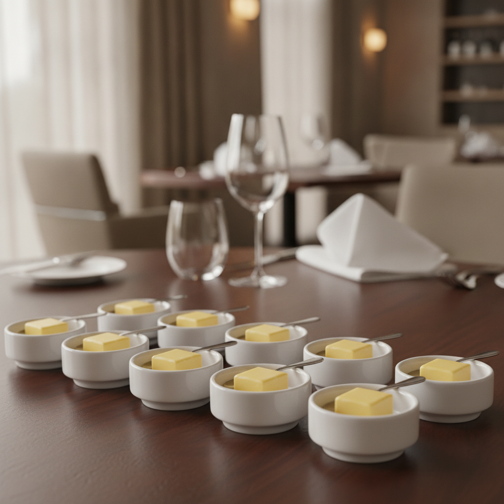 Porcelain Round Butter Blocks 280ml for Event Dining (Pack of 12)
