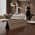 Stainless Steel Hot Water Table Sign 38x120mm for Restaurants & Events