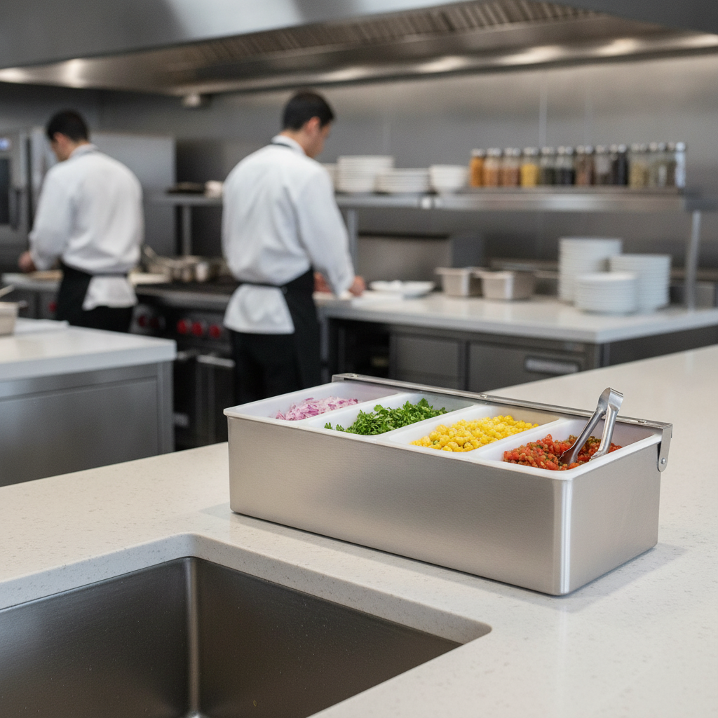 Stainless Steel 4 Compartment Condiment Holder 310x151mm for Efficient Service