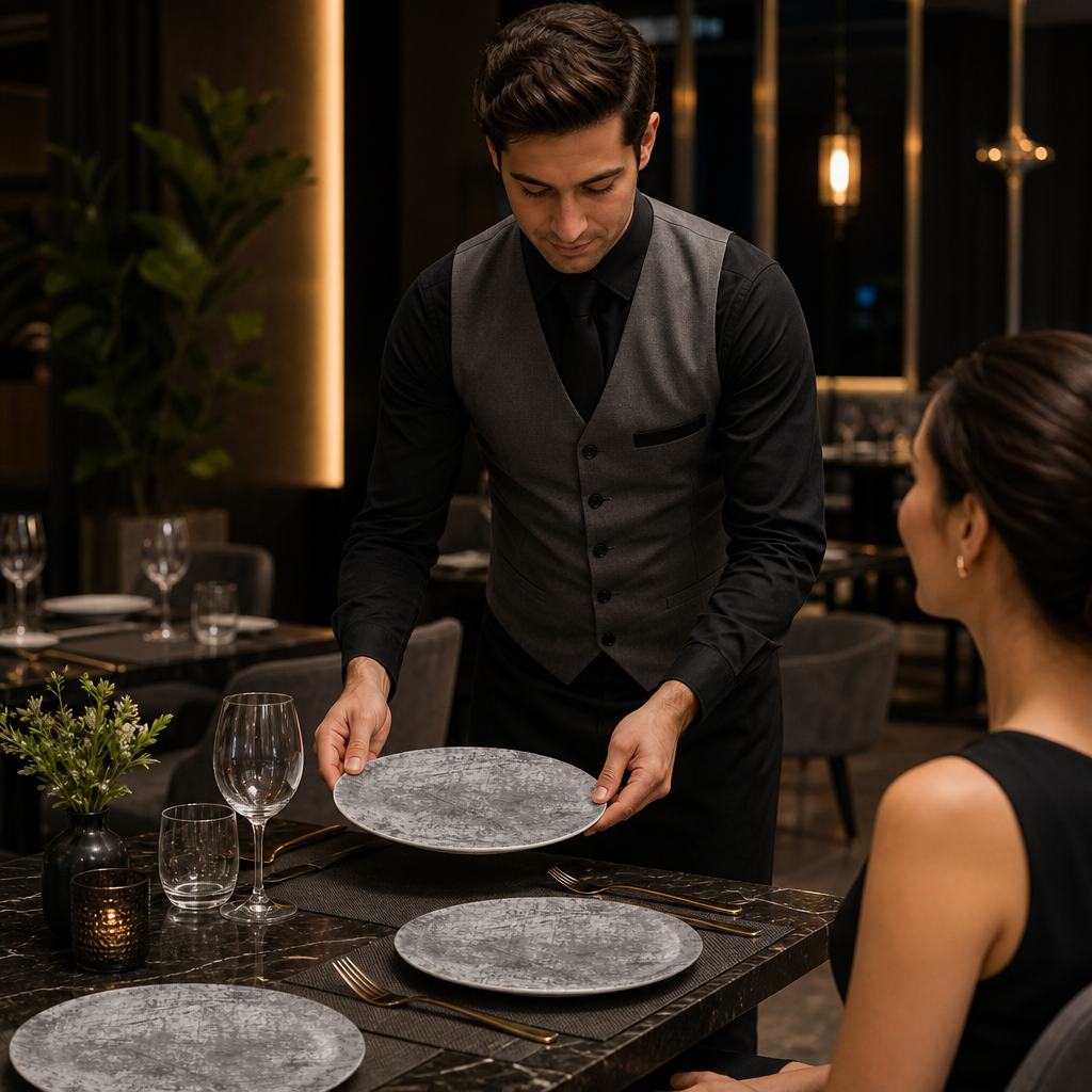 Vitrified Plate Grey China for Contemporary Dining (Pack of 12)