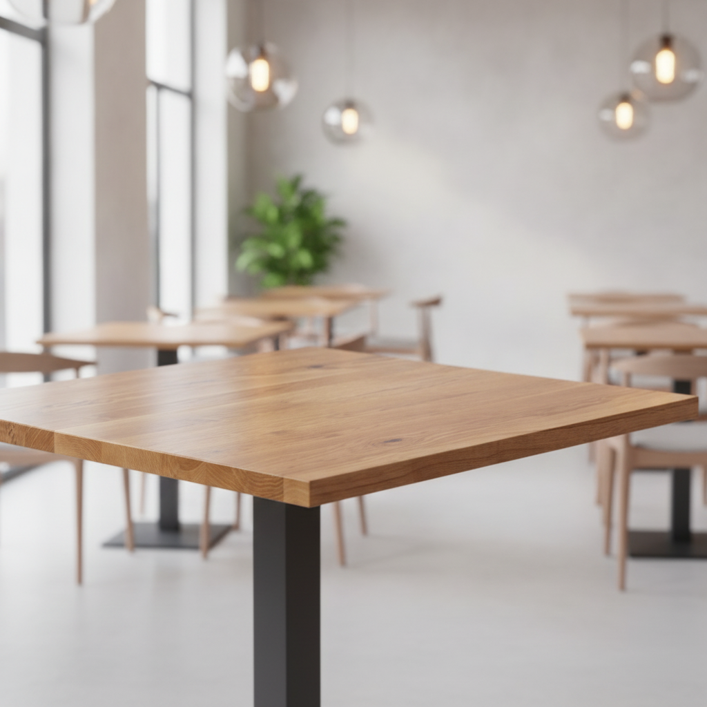 Solid Oak Square Table Top 900mm for Commercial Use