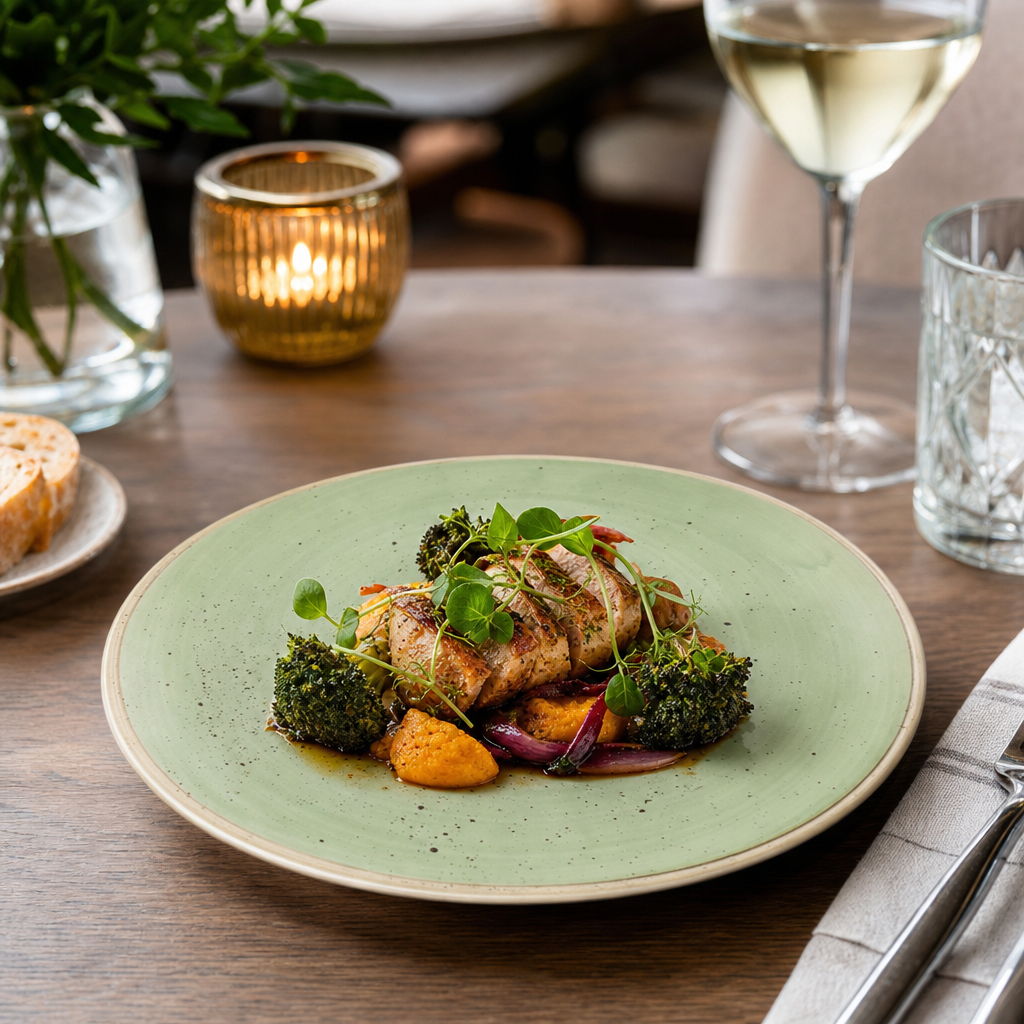 Plates 185mm Sage Green Vitrified Ceramic for Vibrant Food Presentation (Pack of 12)