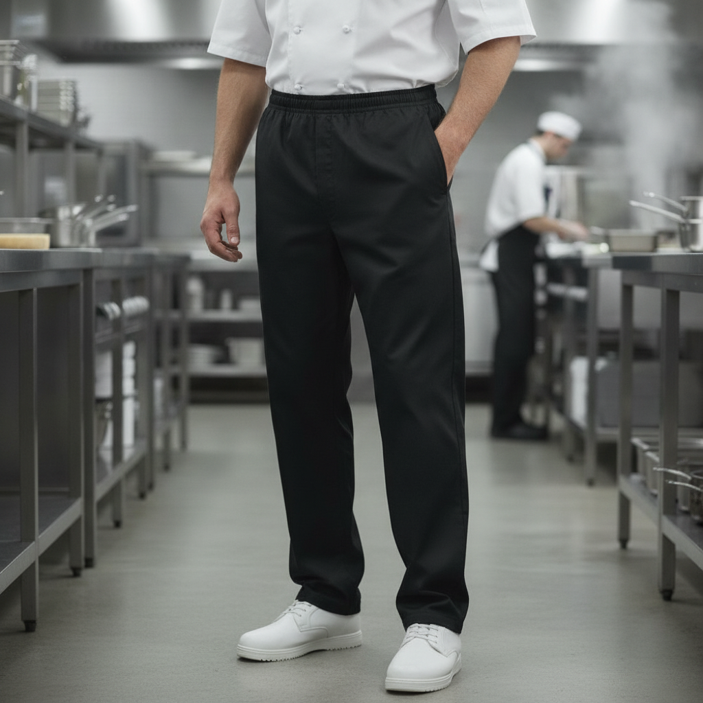 Baggy Polycotton Trousers Black for Professional Kitchens