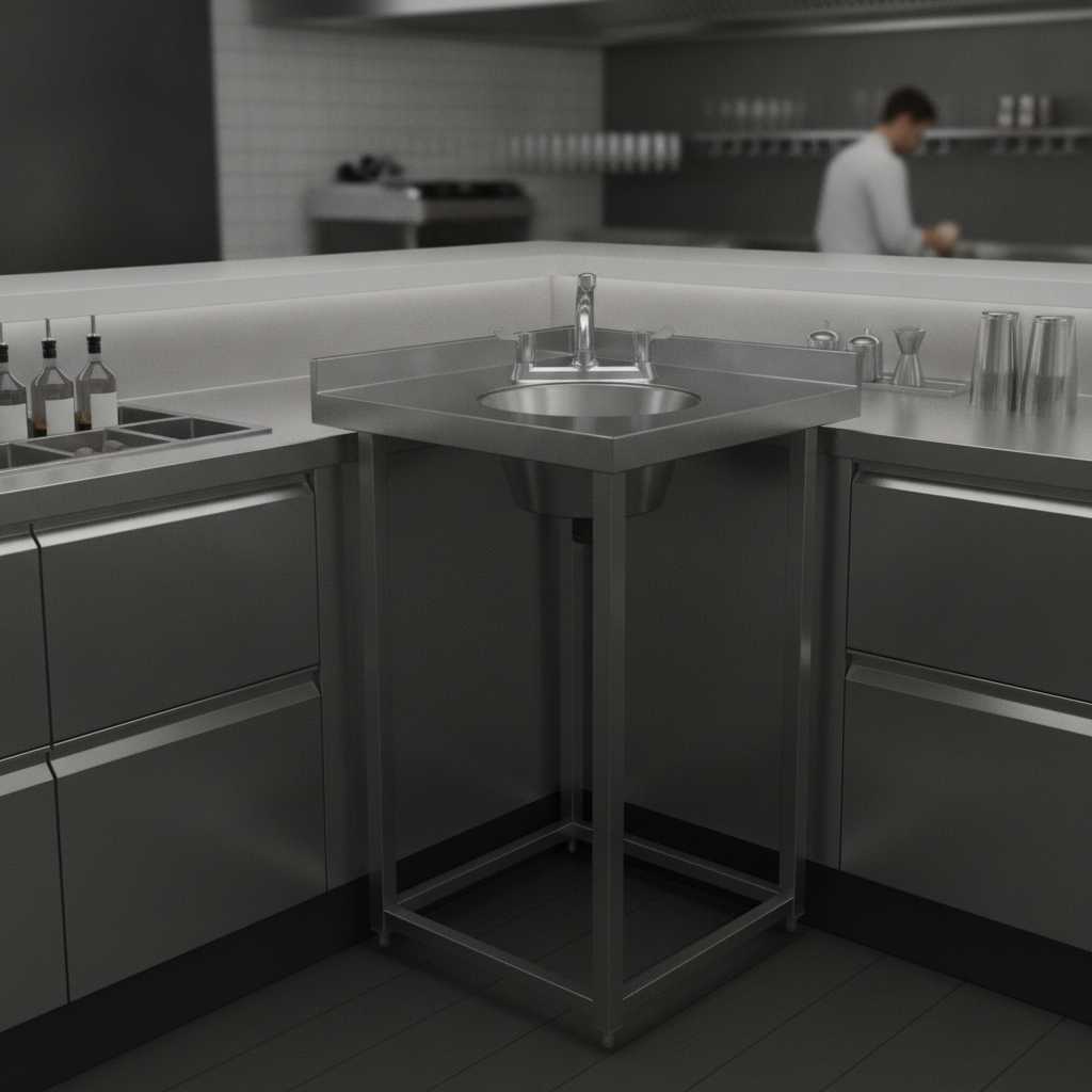 Stainless Steel Modular Bar Corner Station with Hand Wash for Efficient Kitchen Use