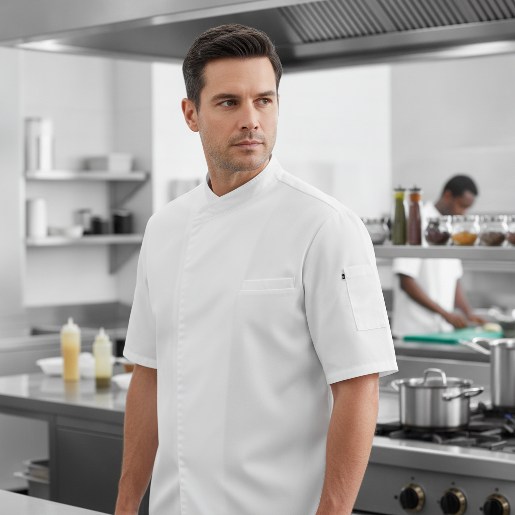 Cotton & Recycled Polyester Unisex Chef Jacket White for Professional Kitchens