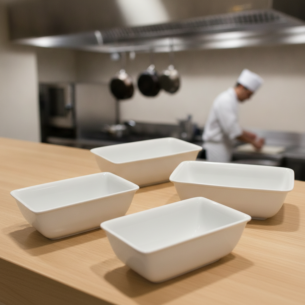 Porcelain Rectangular Serving Dishes 230x160mm for Catering (Pack of 4)