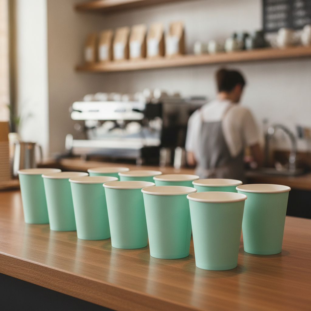 Cardboard Turquoise Coffee Cups 227ml for Hot Drinks Services (Pack of 1000)