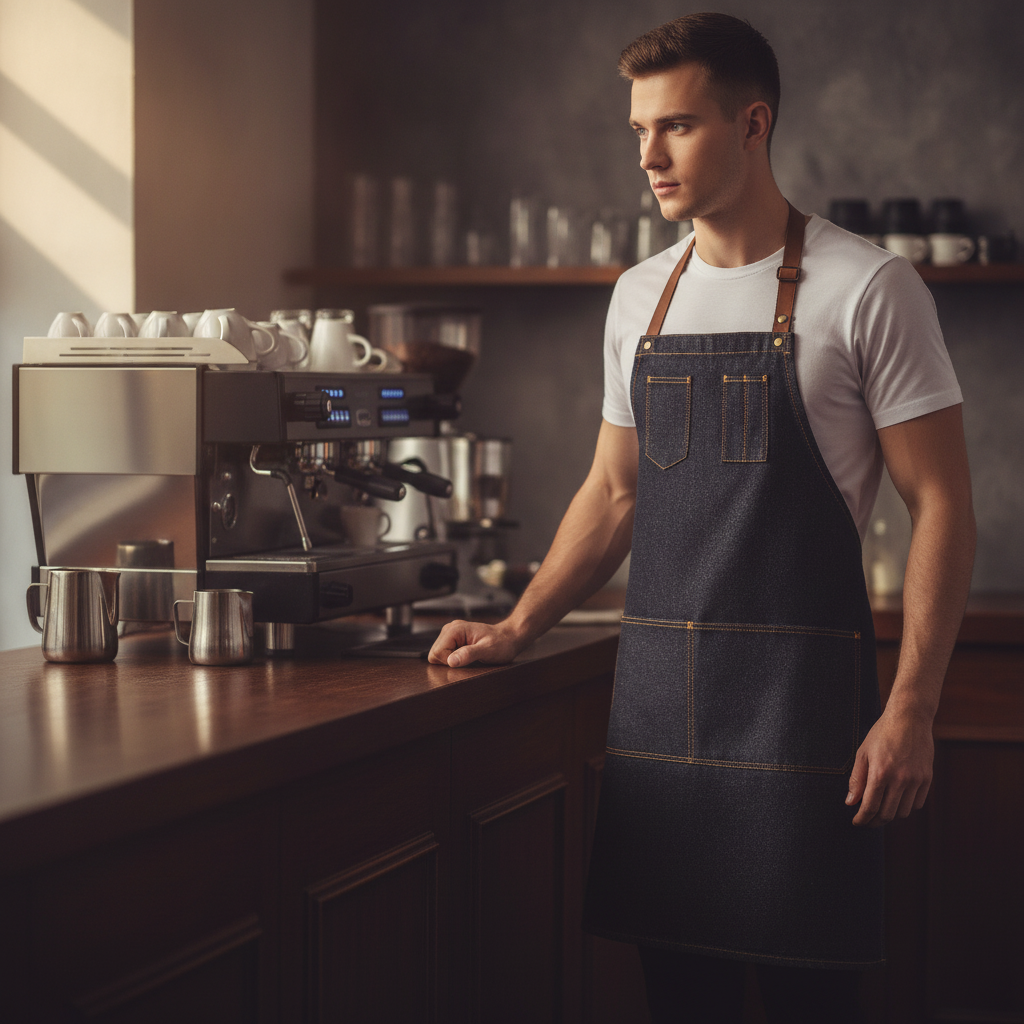 Cotton Denim Bib Apron Indigo for Casual & Formal Service