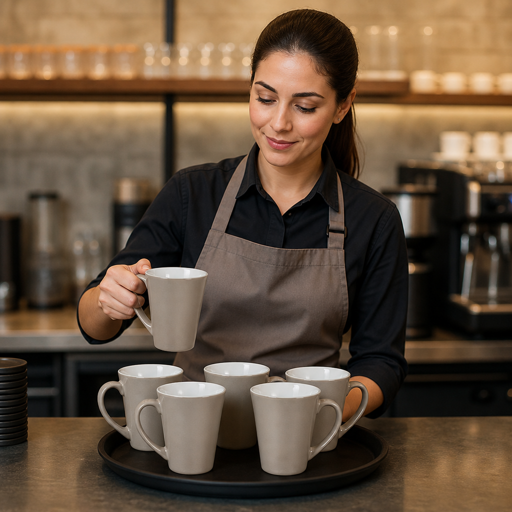 Flared Mugs 12oz Smoke Grey Porcelain for Coffee Shops & Restaurants (Pack of 6)