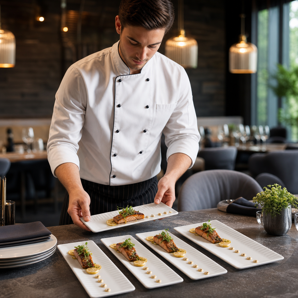 Oblong Plates 300x90mm Vitrified Ceramic for Dining (Pack of 6)